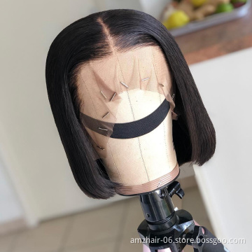 Cheap Straight Raw Indian Virgin Human Hair Hd Full Lace Frontal Bob Wigs Natural Human Hair Transparent Lace Front Wig Vendor